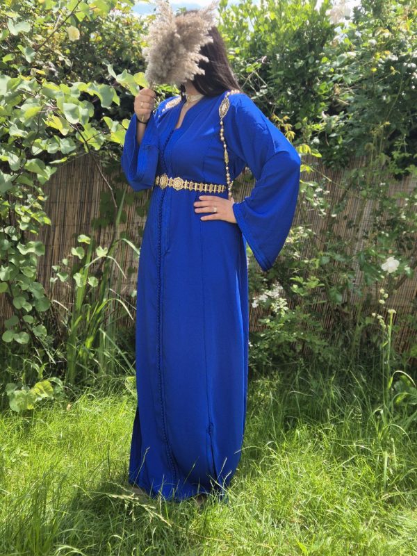 Caftan bleu royal (taille unique)