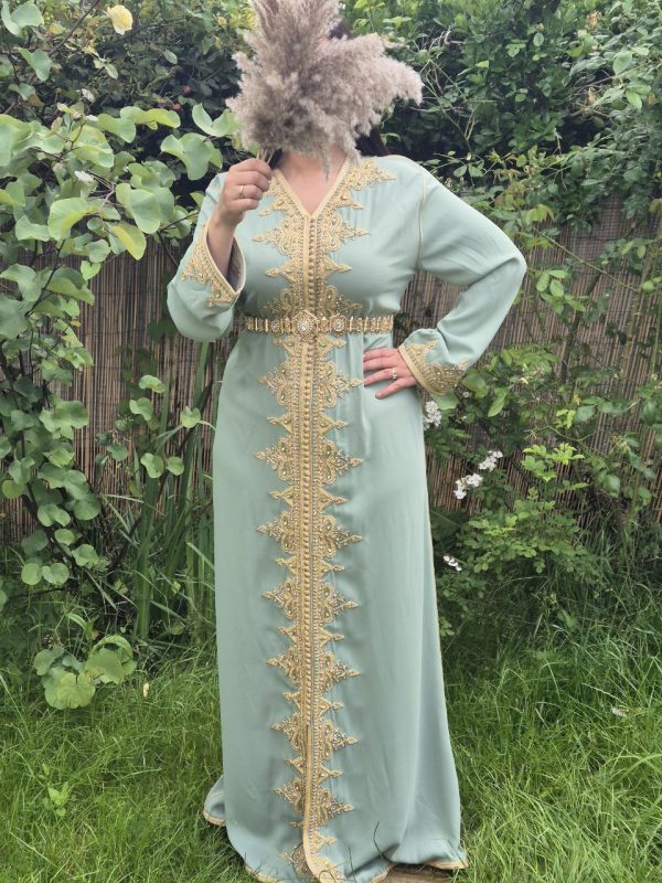 caftan vert eau ( taille unique)