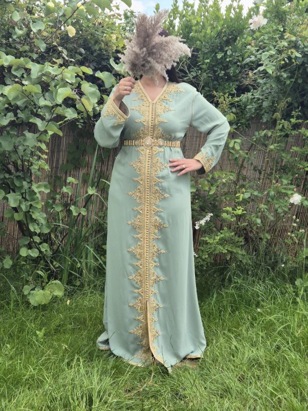 caftan vert eau ( taille unique) – Image 3