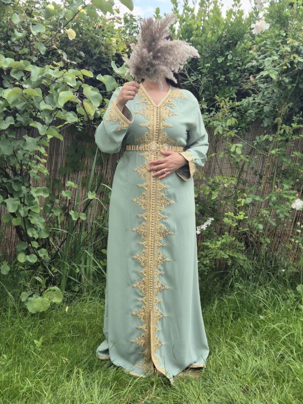 caftan vert eau ( taille unique) – Image 2